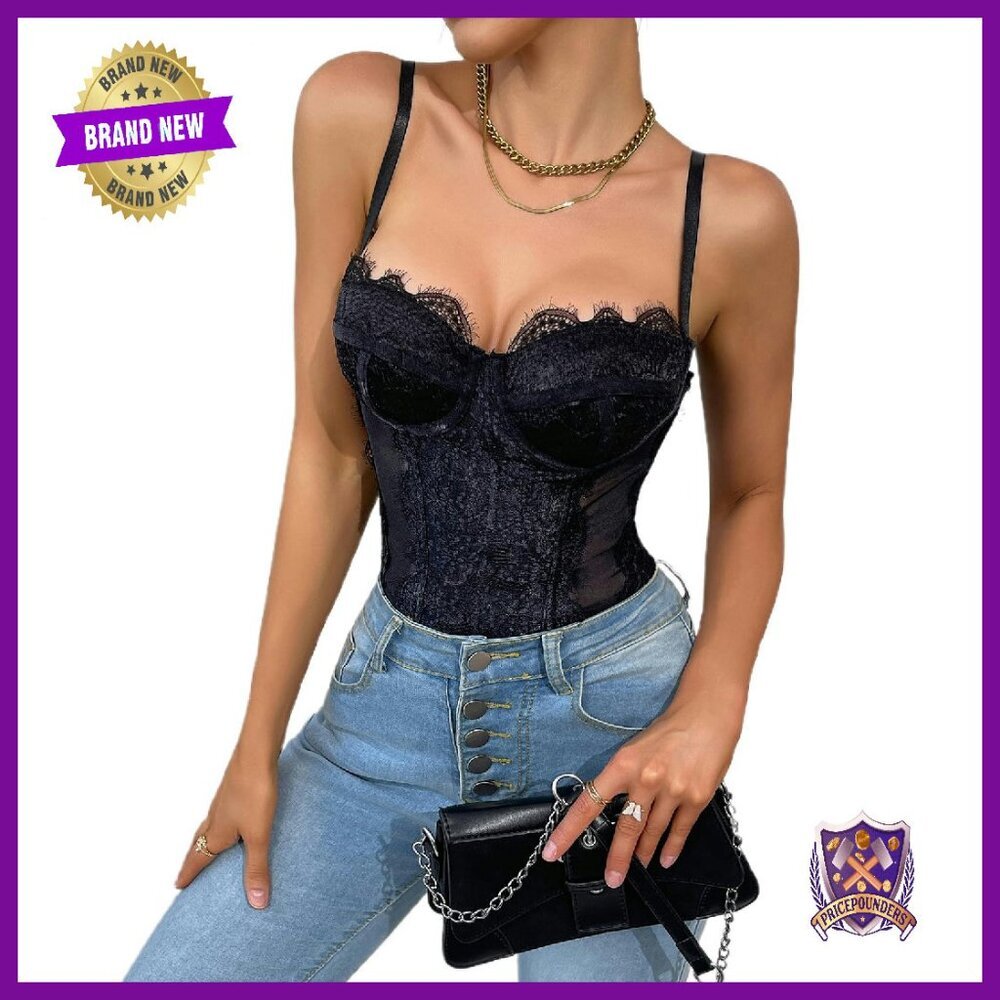 Lace Corset Bodysuit Shapewear Underwire Bustier One Piece Women